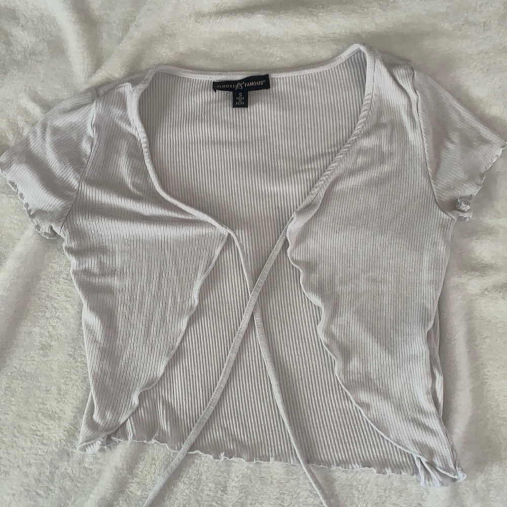 White Tie Front Shortsleeved Cardigan